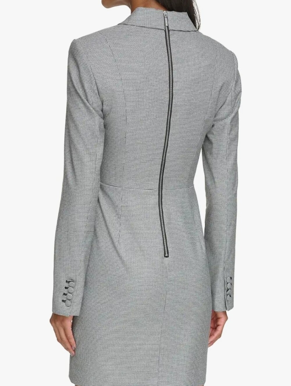 Karl Lagerfeld Black and White Micro-Check Long Tailored Dress - Picture 8 of 8